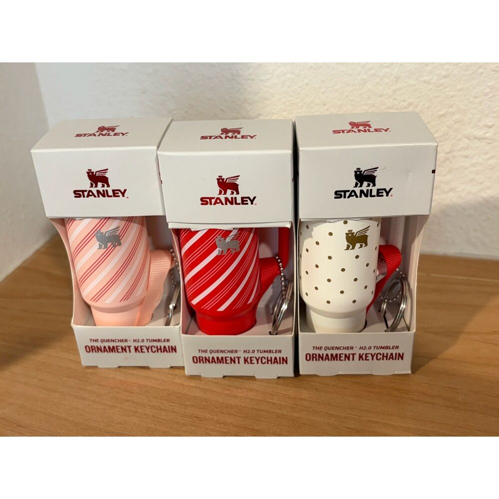 Stanley Quencher H2.0 Tumbler Ornament Keychain Holiday Collection Set of 3 NIB